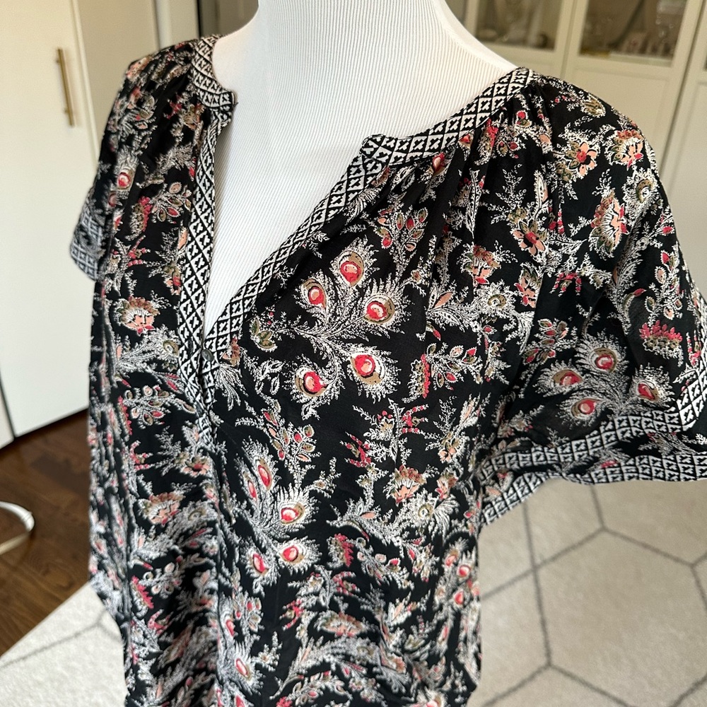 Joie Laurina Pattern Mic Flutter Sleeve Cotton Bl… - image 2